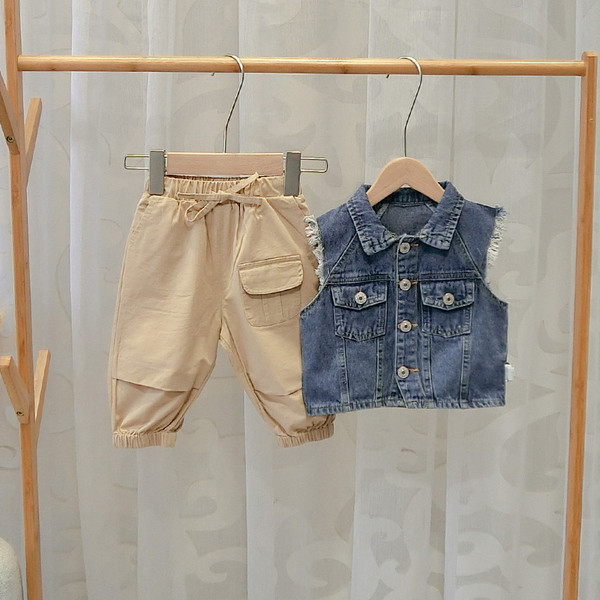 Model nou de vestă pentru copii pentru băieți de culoare albastră