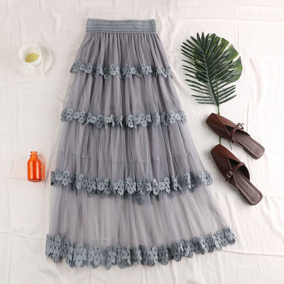 Fusta de dama moderna in mai multe culori cu talie inalta si tul