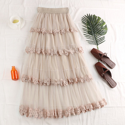 Fusta de dama moderna in mai multe culori cu talie inalta si tul