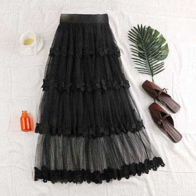 Fusta de dama moderna in mai multe culori cu talie inalta si tul