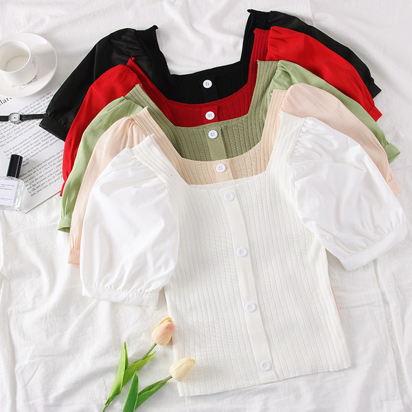 Bluză de damă modernă în cinci culori cu nasturi