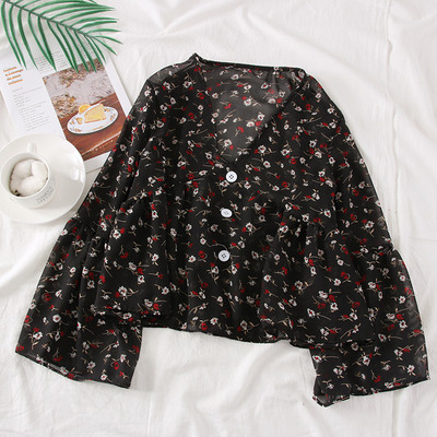 Cămașă modernă de damă în trei culori cu motive florale