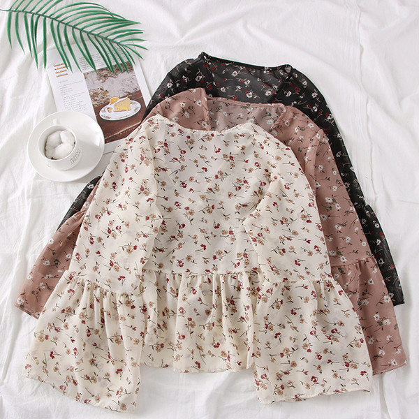 Cămașă modernă de damă în trei culori cu motive florale