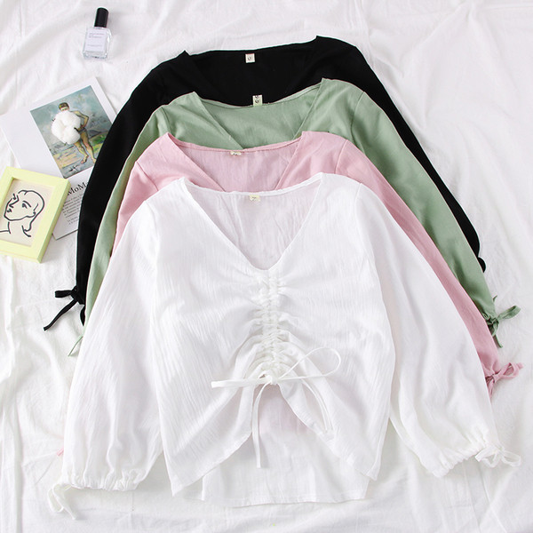 Bluză de damă de ultimă oră, în patru culori, cu cravate