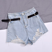 Blugi casual de dama cu talie inalta si curea