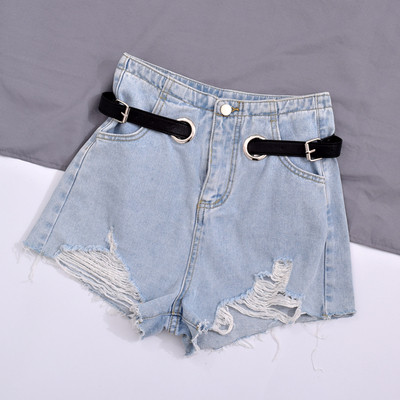 Blugi casual de dama cu talie inalta si curea