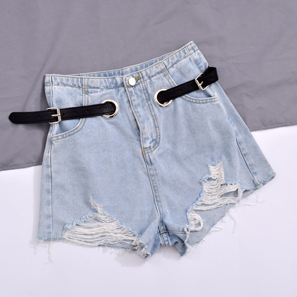 Blugi casual de dama cu talie inalta si curea