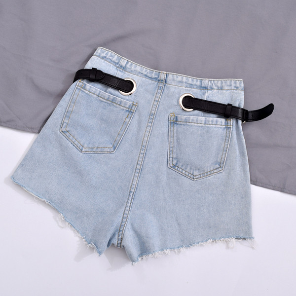 Blugi casual de dama cu talie inalta si curea