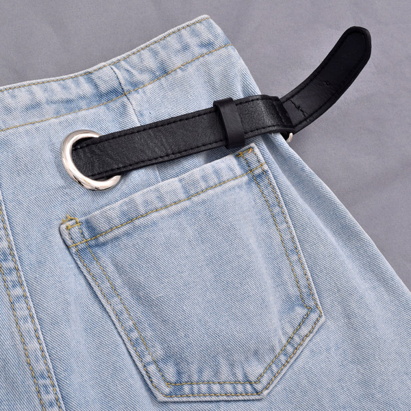 Blugi casual de dama cu talie inalta si curea