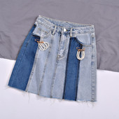 Fusta de dama din denim cu talie inalta si buzunar