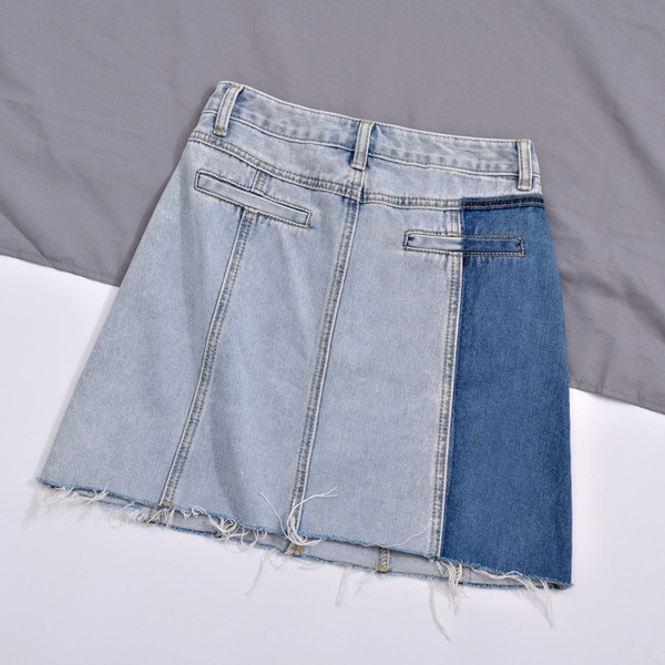 Fusta de dama din denim cu talie inalta si buzunar