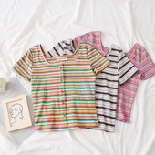 Tricou casual dama in trei culori cu nasturi