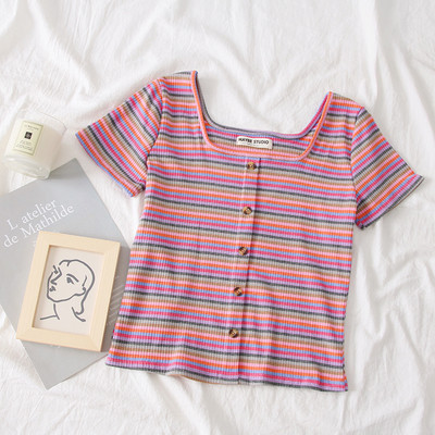 Tricou casual dama in trei culori cu nasturi