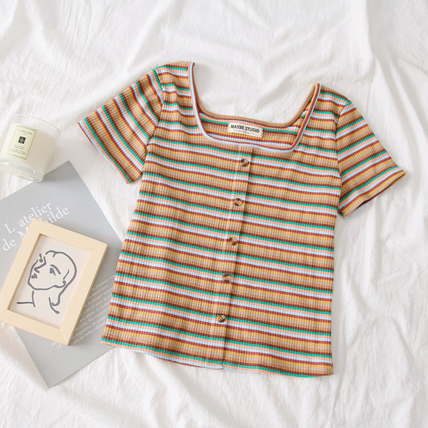 Tricou casual dama in trei culori cu nasturi