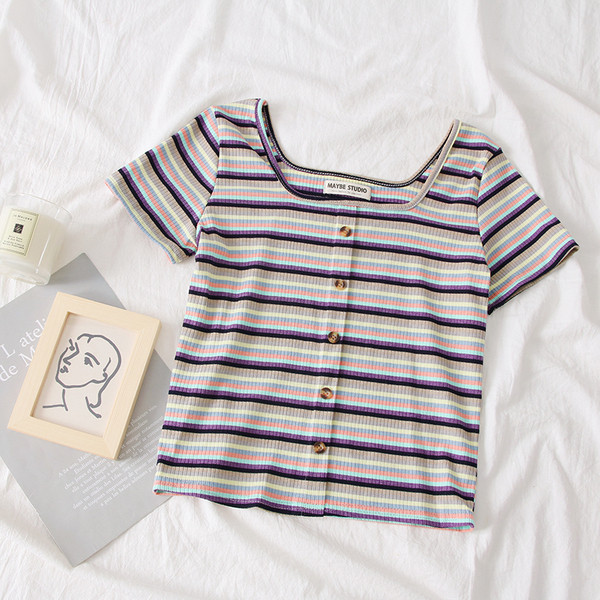 Tricou casual dama in trei culori cu nasturi