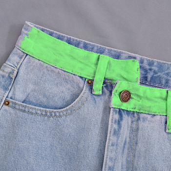 Fusta de dama moderna din denim cu talie inalta si model colorat