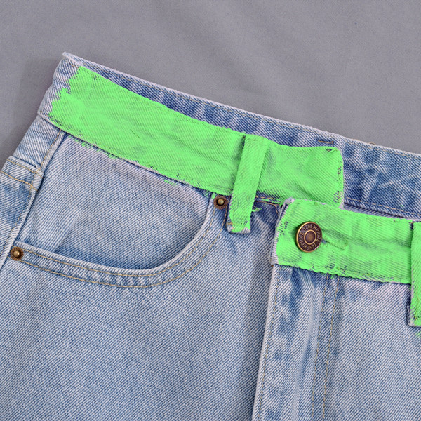 Fusta de dama moderna din denim cu talie inalta si model colorat