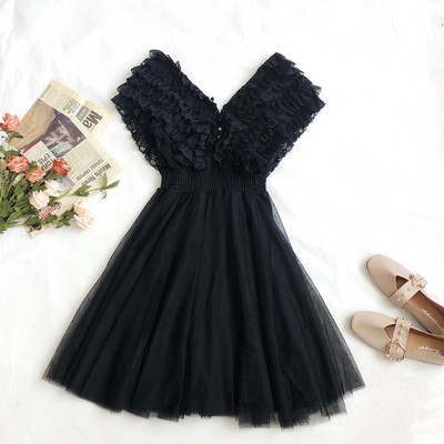 Rochie moderna de dama scurta cu tul in trei culori