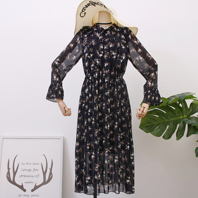 Rochie de dama model nou cu motive florale si cravate - mai multe culori