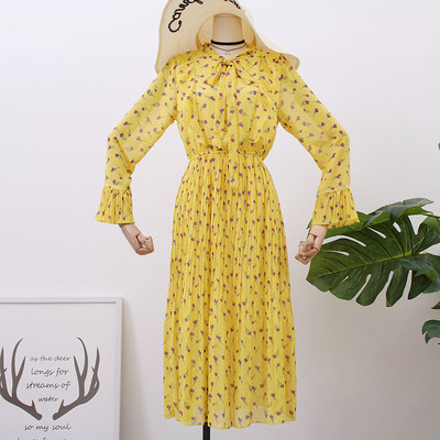 Rochie de dama model nou cu motive florale si cravate - mai multe culori