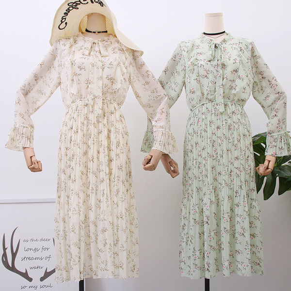 Rochie de dama model nou cu motive florale si cravate - mai multe culori