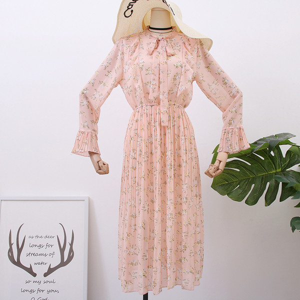 Rochie de dama model nou cu motive florale si cravate - mai multe culori