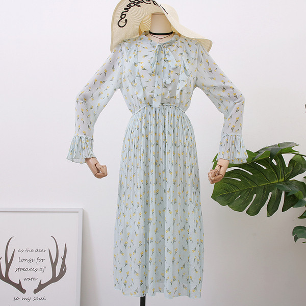 Rochie de dama model nou cu motive florale si cravate - mai multe culori