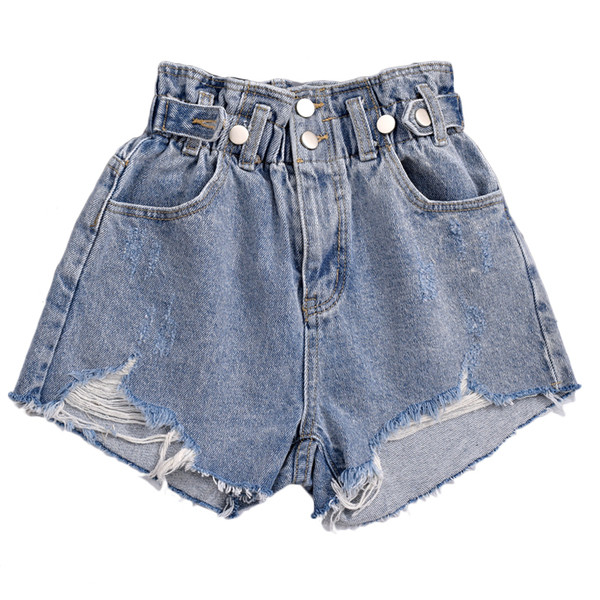 Blugi scurti de dama cu talie inalta in alb, verde si albastru