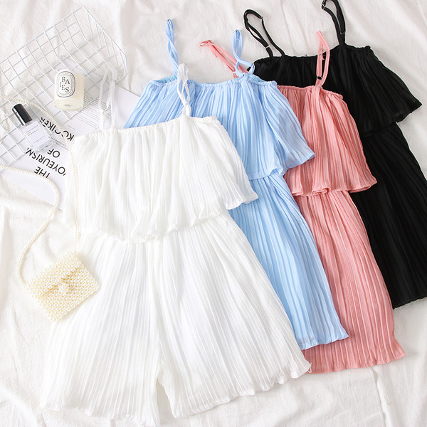 Salopeta de dama moderna cu bretele subtiri in patru culori