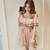 Модерна дамска къса разкроена рокля в два цвята