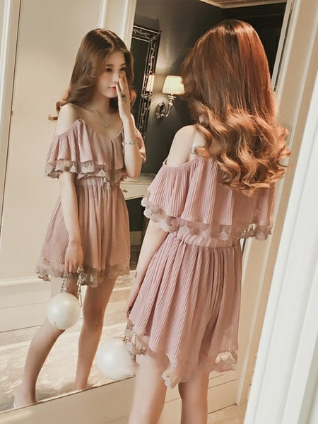 Модерна дамска къса разкроена рокля в два цвята