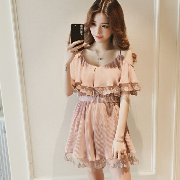 Модерна дамска къса разкроена рокля в два цвята