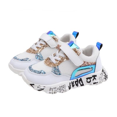 Model nou de adidasi copii pentru fete cu efect stralucitor in doua culori