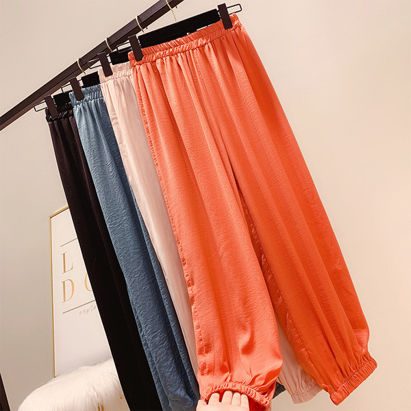 Pantaloni de dama cu talie inalta si elastic