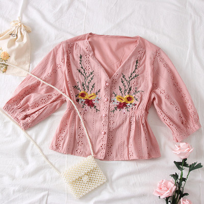 Cămașă modernă de damă în trei culori cu broderie