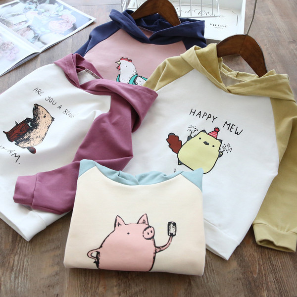 Bluza casual pentru copii cu gluga in mai multe culori pentru fete