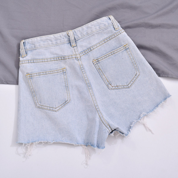 Blugi scurti moderni de dama cu paiete colorate si talie inalta