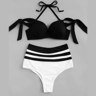 Κομψό γυναικείο μαγιό με ψηλή μέση σε τρία χρώματα