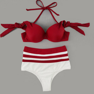 Κομψό γυναικείο μαγιό με ψηλή μέση σε τρία χρώματα