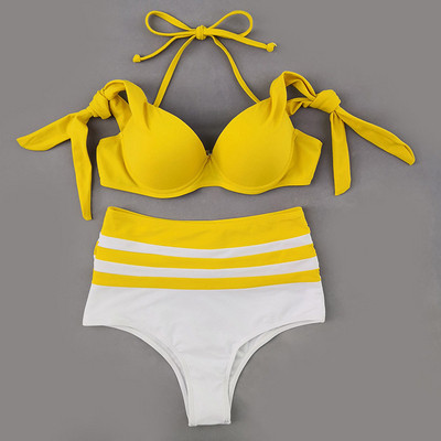 Κομψό γυναικείο μαγιό με ψηλή μέση σε τρία χρώματα