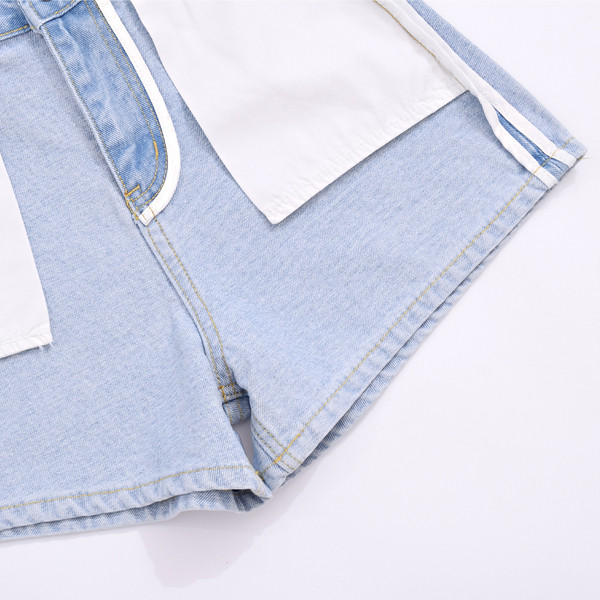 Modern női rövid farmer, magas derékkal, kék színben