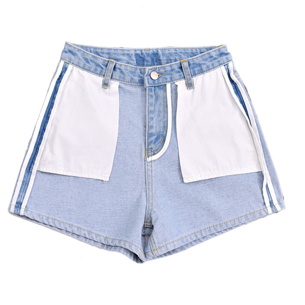 Modern női rövid farmer, magas derékkal, kék színben