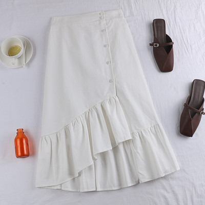 Fusta de dama moderna in cinci culori cu nasturi