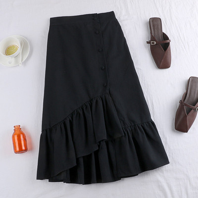 Fusta de dama moderna in cinci culori cu nasturi