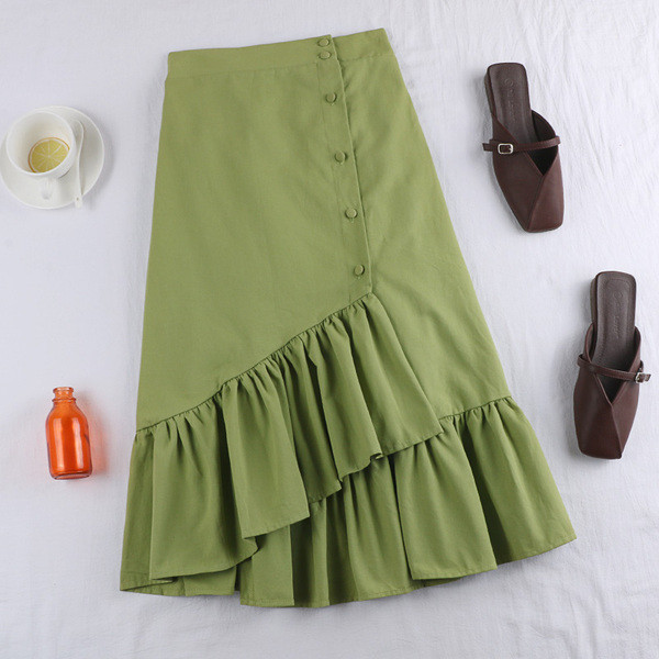 Fusta de dama moderna in cinci culori cu nasturi