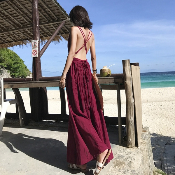 Rochie lunga de dama eleganta - model croiat in culoarea visiniu