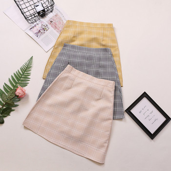 Fusta dama in carouri cu talie inalta in mai multe culori