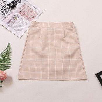 Fusta dama in carouri cu talie inalta in mai multe culori