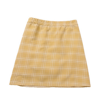 Fusta dama in carouri cu talie inalta in mai multe culori