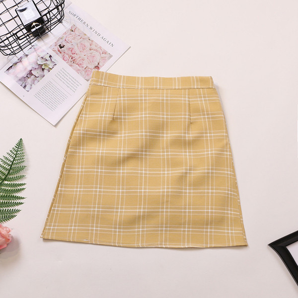 Fusta dama in carouri cu talie inalta in mai multe culori